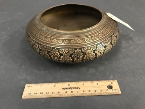 Heavy Indian Bidri Ware Brass Bowl