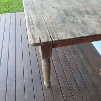 Antique Pine Farmhouse Table on Turned Legs - Top Needs a Little Attention - 2