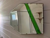 Pair of Art Deco Lozenge Shaped Bevelled Wall Mirrors with Green Mirror Flash - 2