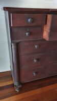 Antique Red Cedar Tall Boy with Hat Drawer and Gun Barrel Columns to Sides - 4