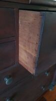 Antique Red Cedar Tall Boy with Hat Drawer and Gun Barrel Columns to Sides - 5