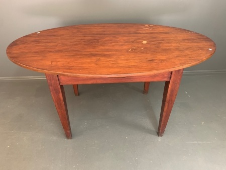 Vintage Red Cedar Oval Dining Table