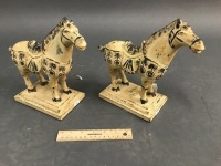 Pair of Archaic Style Contemporary Pottery Horses