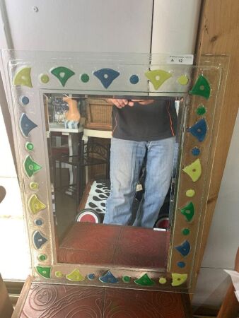 Art Glass Wall Mirror with Bevelled Glass