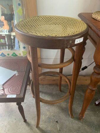 Tall Bentwood Stool with Split Cane Seat - Repaired