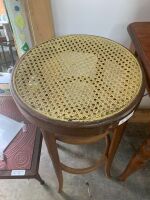 Tall Bentwood Stool with Split Cane Seat - Repaired - 2