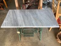 Marble Topped Cast Iron Singer Sewer Base Table - 2