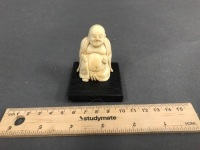 Fine Vintage Carved Ivory Laughing Buddha c1930