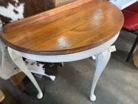 Half Painted Vintage Demi Lune Side Table - 2