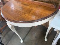Half Painted Vintage Demi Lune Side Table - 3