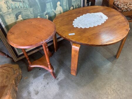 Vintage Steamed Plywood Coffee Table + Lamp Table