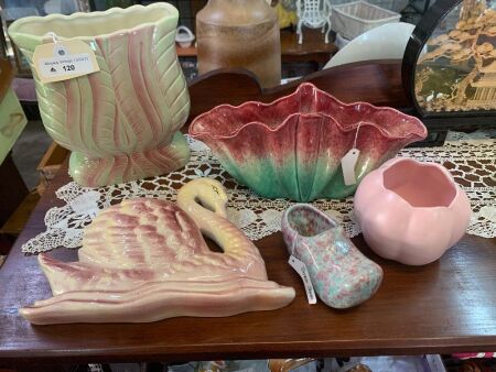 Asstd Lot of 5 Pieces of Pates Pottery Vases