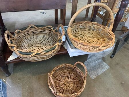 3 Woven Wicker Baskets