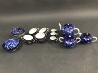 Japanese Cobalt Blue Porcelain Tea Set