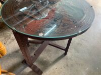 Glass Topped Carved Chinese Lamp Table - 3