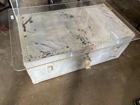 Shabby Coffee Perspex Table with Sea Trunk Base