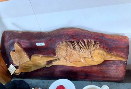 Large Carved Timber Pelican Plaque