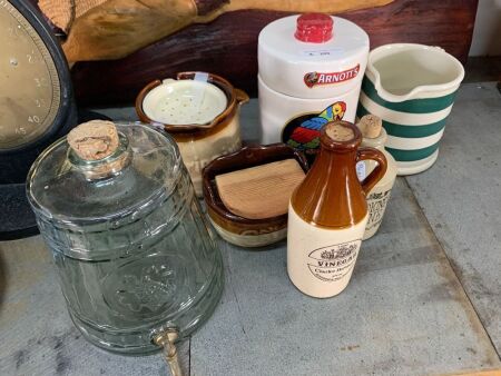 Asstd Lot of Ceramic and Glass Kitchen Ware - Jug has small chip