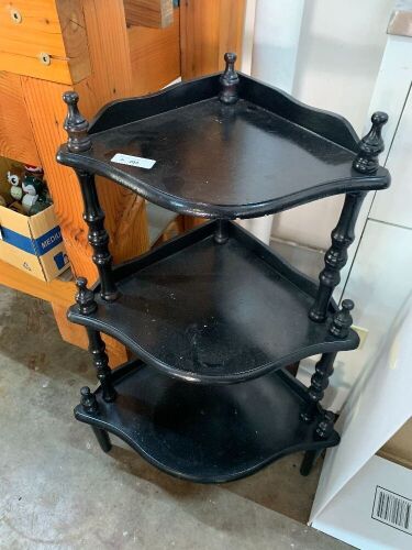 3 Tier Black Painted Corner Whatnot