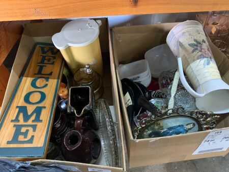 Asstd Lot 2 Boxes of Bric-A-Brac inc. Barware, Glass etc