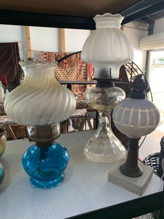 3 Vintage Kero Lamps, 1 No Shade