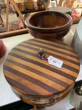 2 Vintage Turned Timber Pices, Bowl and Box