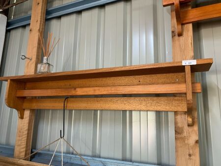 3 x Single Timber Shelves with Towel Rail