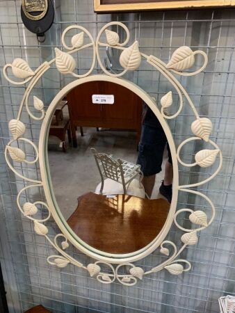 Cream Metal Foliage Framed Oval Mirror