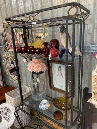 Large Iron and Glass Display Shelves