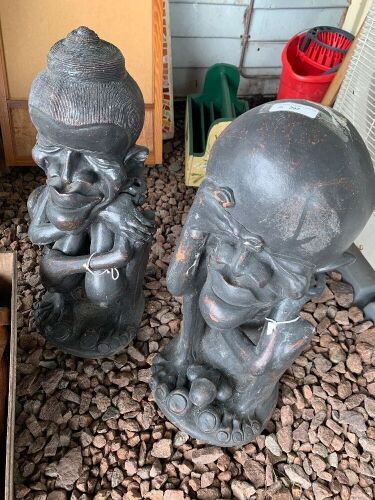 2 x Painted Terracotta Balinese Fertility Statues