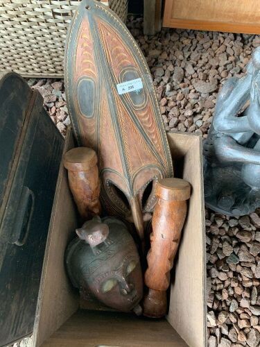 Lot of 4 Asstd Tribal Carvings in Box