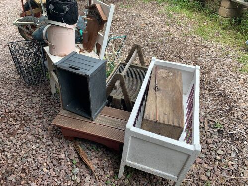 Asstd Collection of Garden Boxes, Chairs, Fish etc