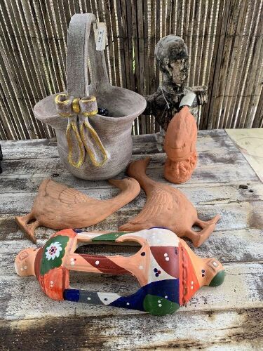 Asstd Lot of Terracotta Pieces + Bust