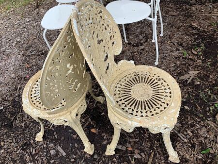 2 Vintage Cast Alloy Chairs