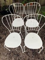 4 x White Metal Garden Chairs