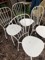 4 x White Metal Garden Chairs - 3