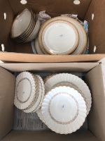 Job Lot of 2 White with Gold Trim Dinner Services