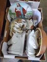 Asstd Box of Bric-a-Brac inc. Plates and Bookends - 3