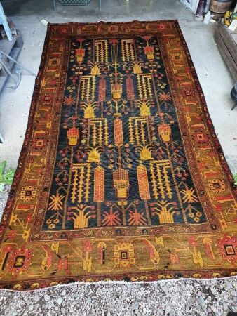 Hand Knotted Pure Wool Persian Persepolis Rug in Gold and Red