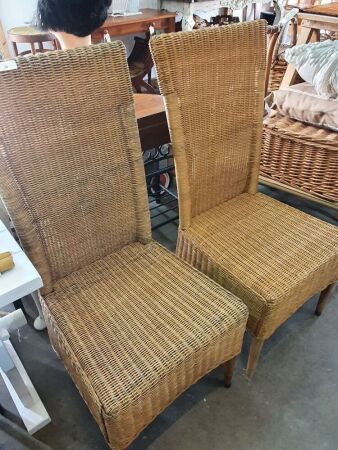 Pair of Woven Cane High Back Chairs