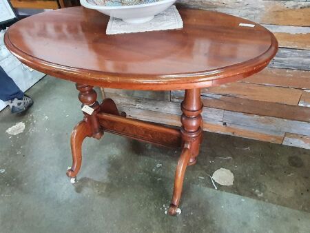 Antique Red Cedar Oval Table on Original Casters