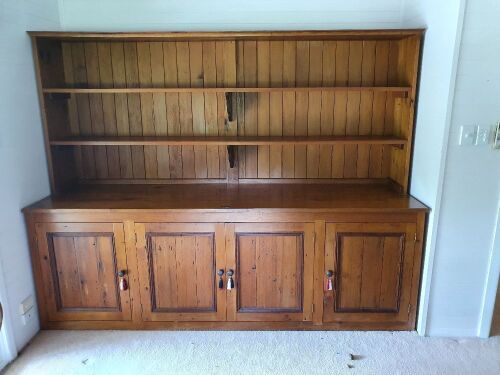 Huge Recycled Pine Wall Unit 4 Doors, 3 Shelves