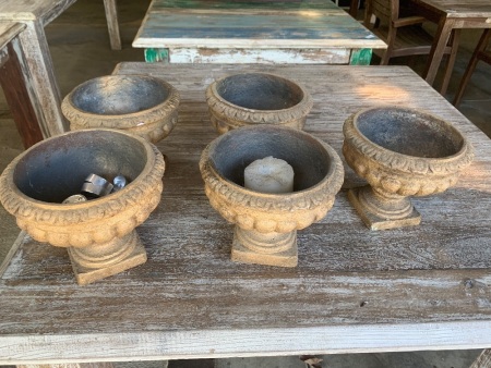 5 x Table Top Resin Grecian Urns 