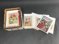 Large Box Lot of Assorted Vintage Prints, Ads, Mag Covers Etc. App. 200-250