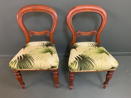 2 Upholstered USA Made Balloon Back Chairs