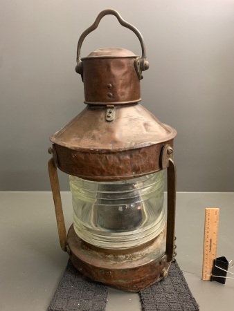 Antique Copper and Brass Ships Masthead Lantern from Telford, Grier & Mackay - Glasgow - As Is