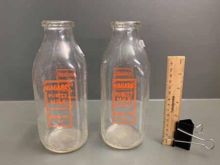 Pair of Vintage Quart Milk Bottles from Niagra Falls N.Y.