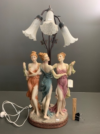 Milano Collection Alabaster Art Sculpture Lamp with 3 Ladies