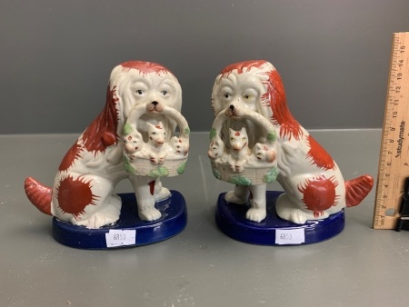 Pair of Ceramic Staffordshire Pottery Style Dogs