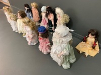 Asstd Lot of 13 Ceramic Headed Dolls - 2